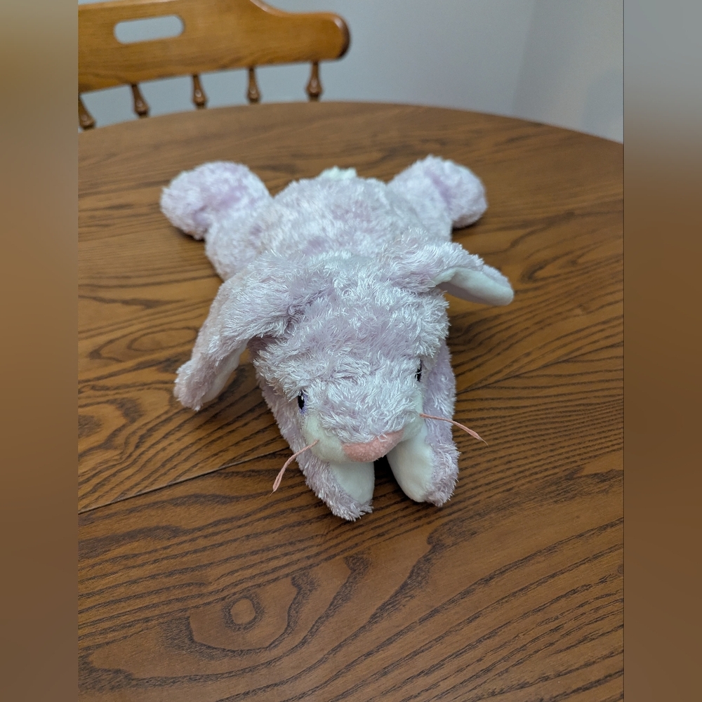 Ty. Huggybunny Plush Bunny Toy. Liliac Colour 100% Tysilk. Pillow Pal. 14 Inches